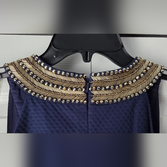 Lilly Pulitzer Carlton Shift Navy Dress with Embellished Neckline Size 6 - Picture 8 of 13